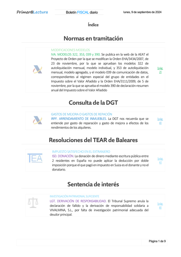 Boletín fiscal 09/09/2024