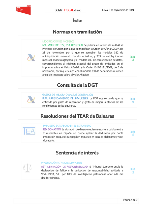 Boletín fiscal 09/09/2024