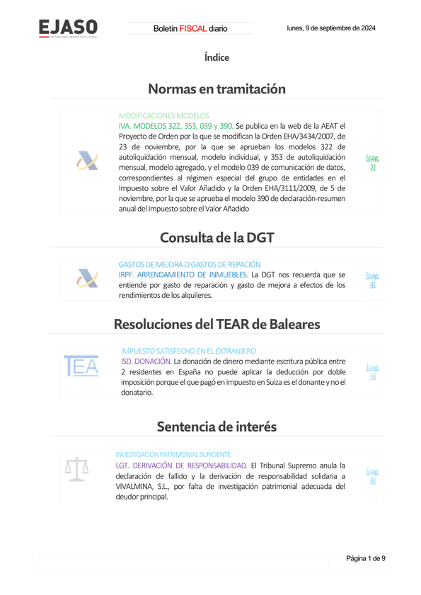 Boletín fiscal 09/09/2024