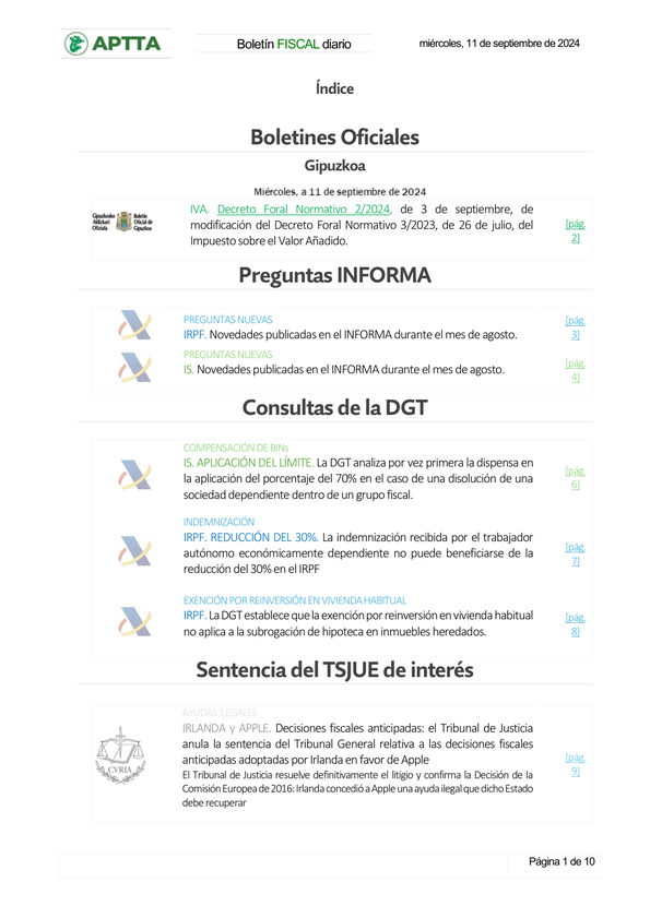 Boletín fiscal 11/09/2024