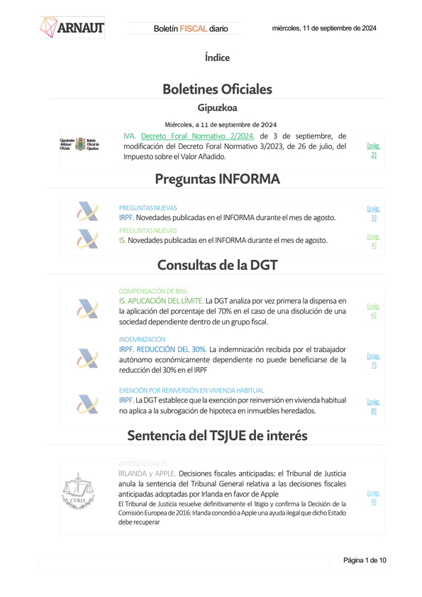 Boletín fiscal 11/09/2024
