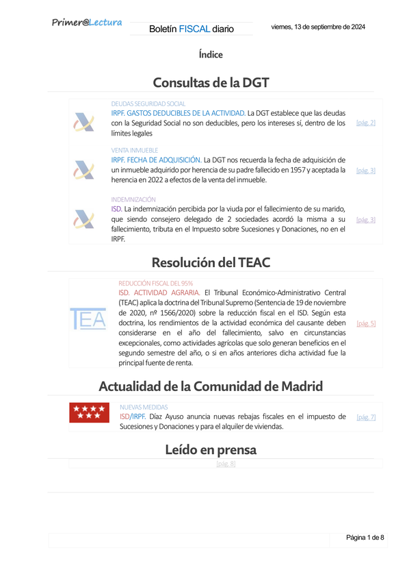 Boletín fiscal 13/09/2024
