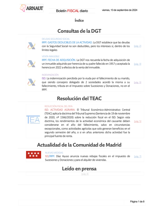 Boletín fiscal 13/09/2024