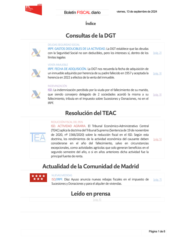 Boletín fiscal 13/09/2024