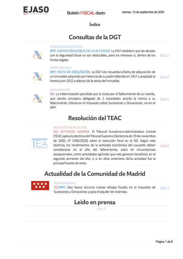 Boletín fiscal 13/09/2024