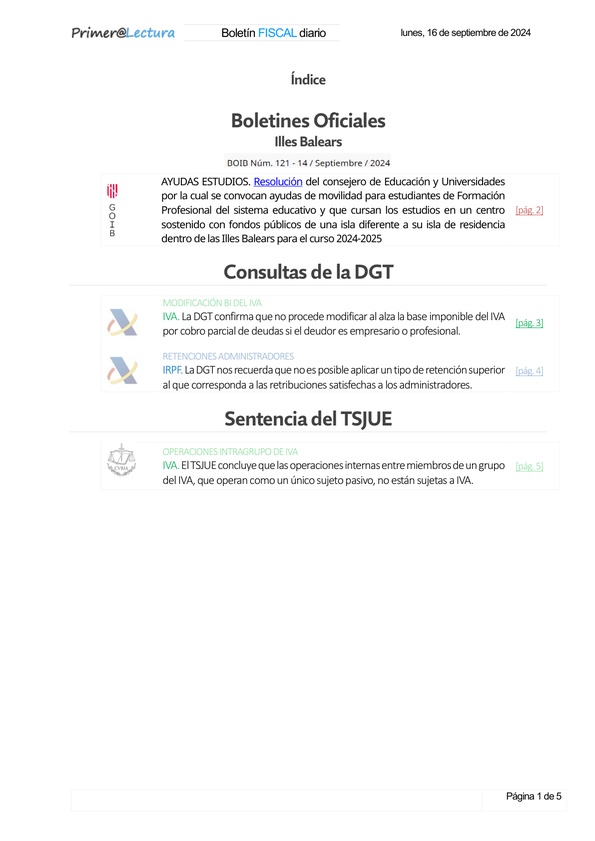 Boletín fiscal 16/09/2024
