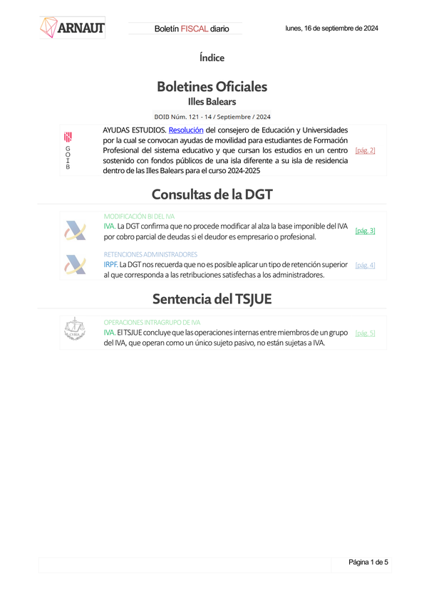 Boletín fiscal 16/09/2024
