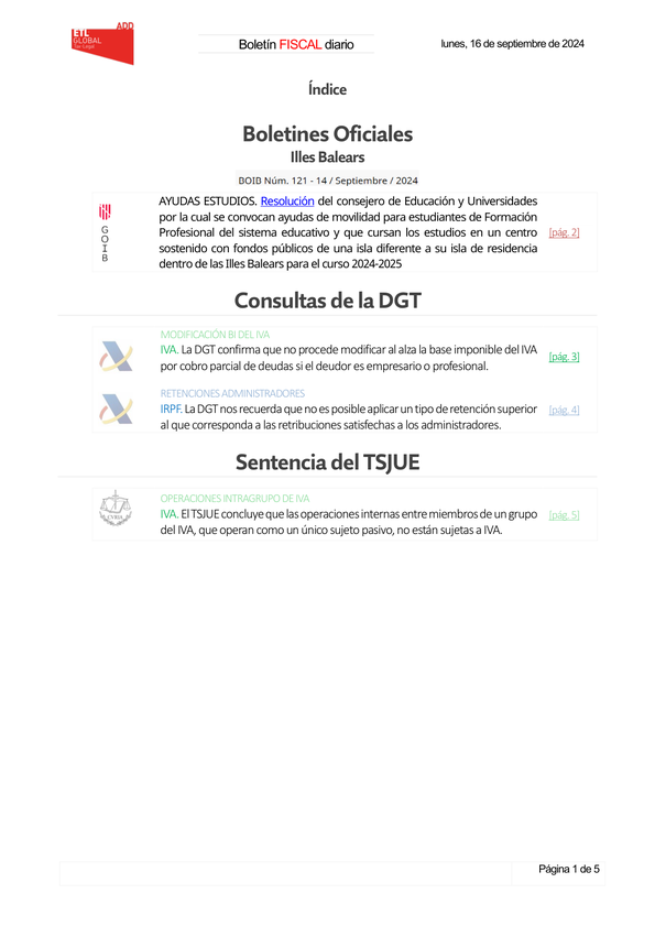 Boletín fiscal 16/09/2024
