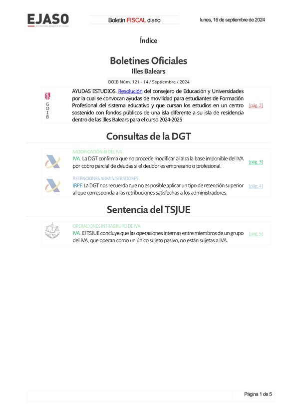 Boletín fiscal 16/09/2024