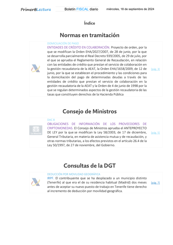Boletín fiscal 18/09/2024