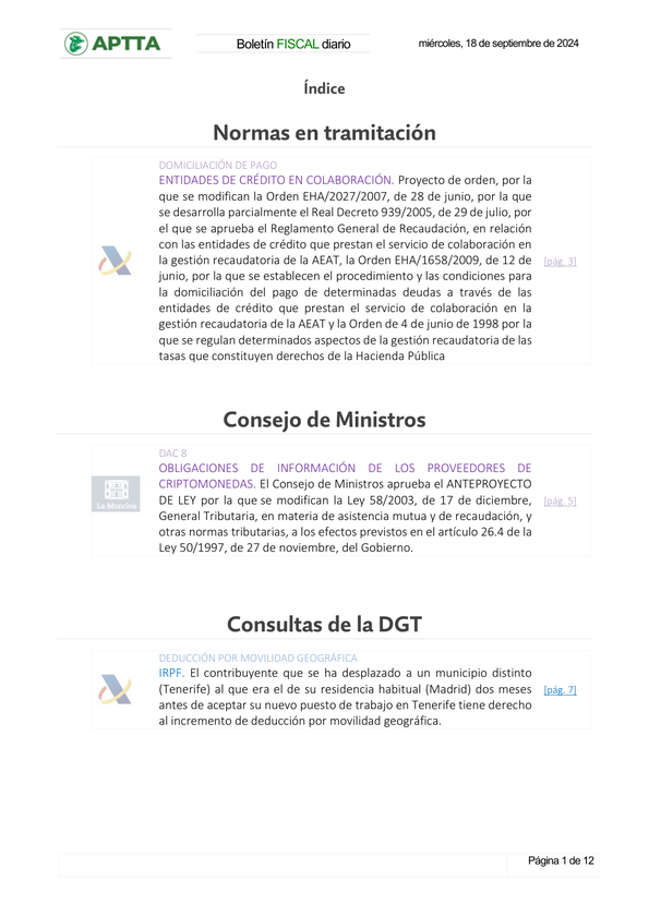 Boletín fiscal 18/09/2024