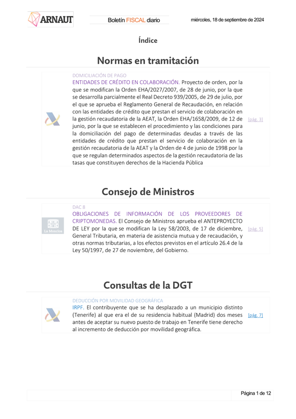 Boletín fiscal 18/09/2024