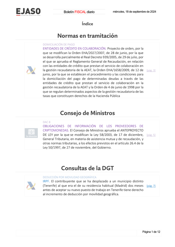Boletín fiscal 18/09/2024