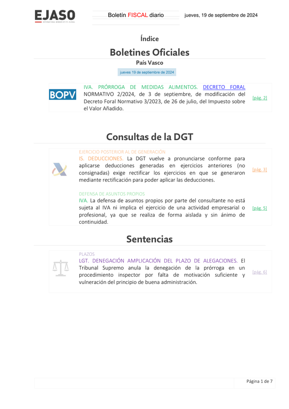 Boletín fiscal 19/09/2024