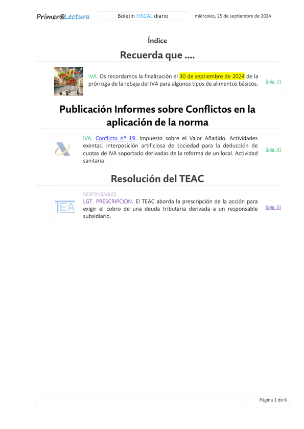 Boletín fiscal 25/09/2024