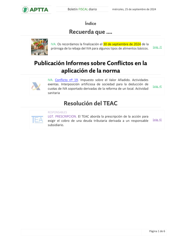 Boletín fiscal 25/09/2024