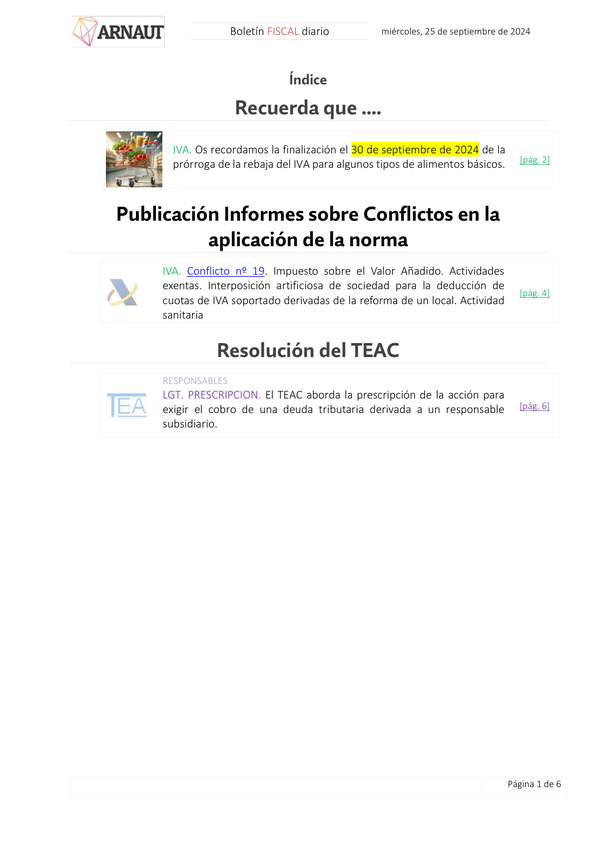 Boletín fiscal 25/09/2024