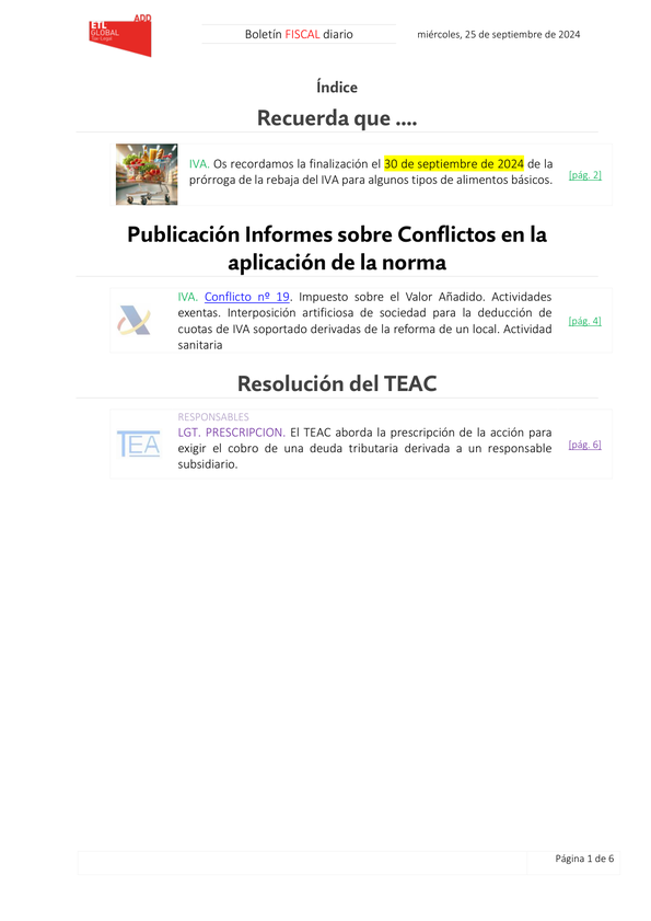 Boletín fiscal 25/09/2024