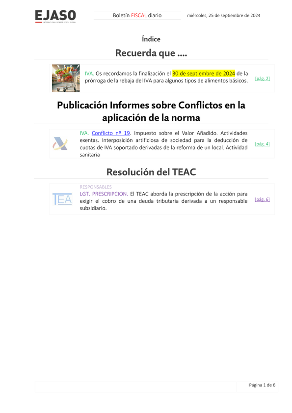 Boletín fiscal 25/09/2024