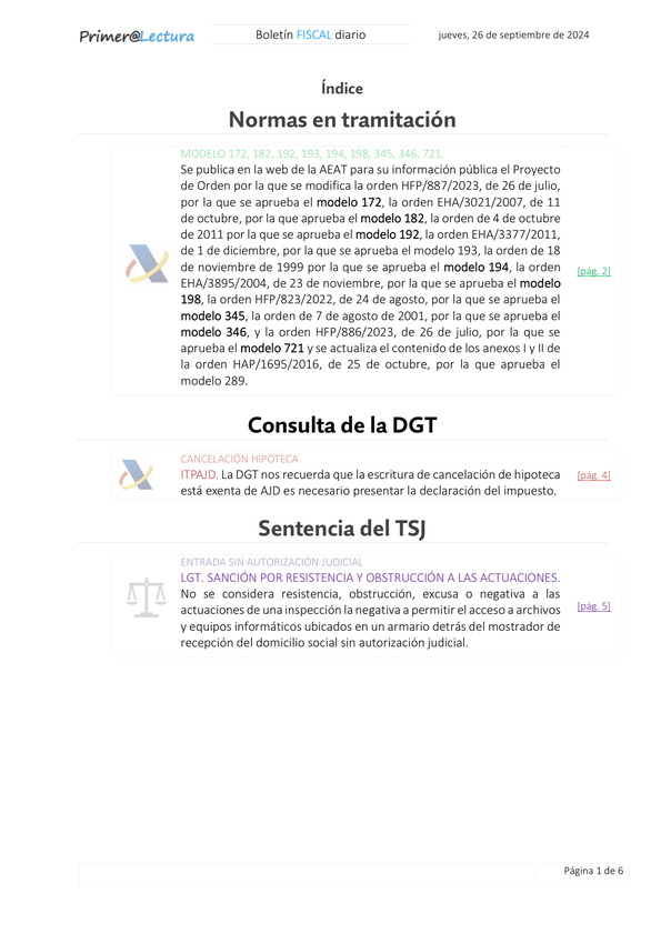 Boletín fiscal 26/09/2024