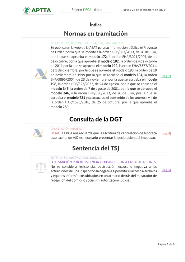 Boletín fiscal 26/09/2024