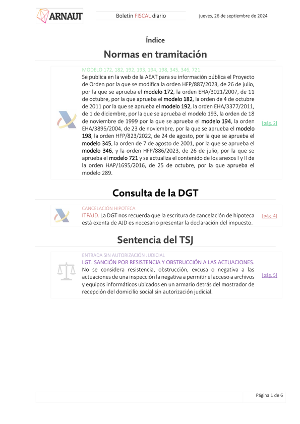 Boletín fiscal 26/09/2024