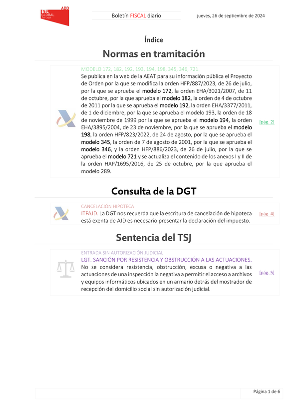 Boletín fiscal 26/09/2024
