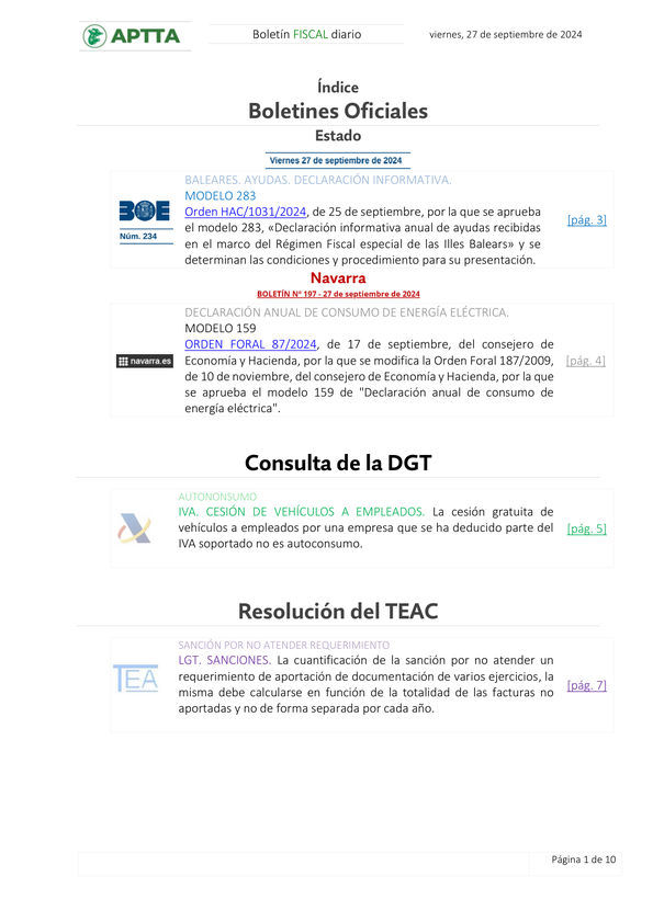 Boletín fiscal 27/09/2024