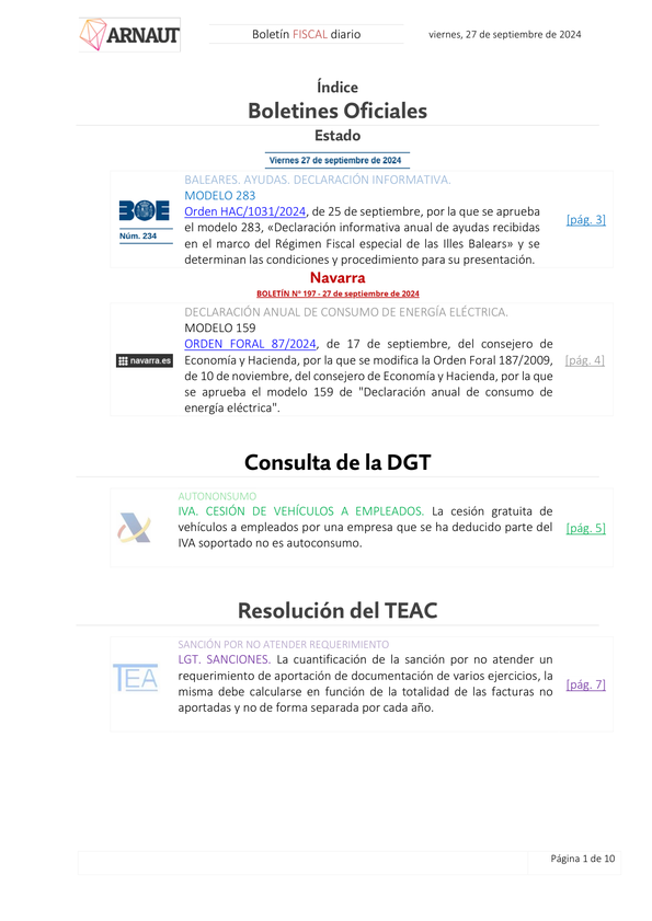 Boletín fiscal 27/09/2024