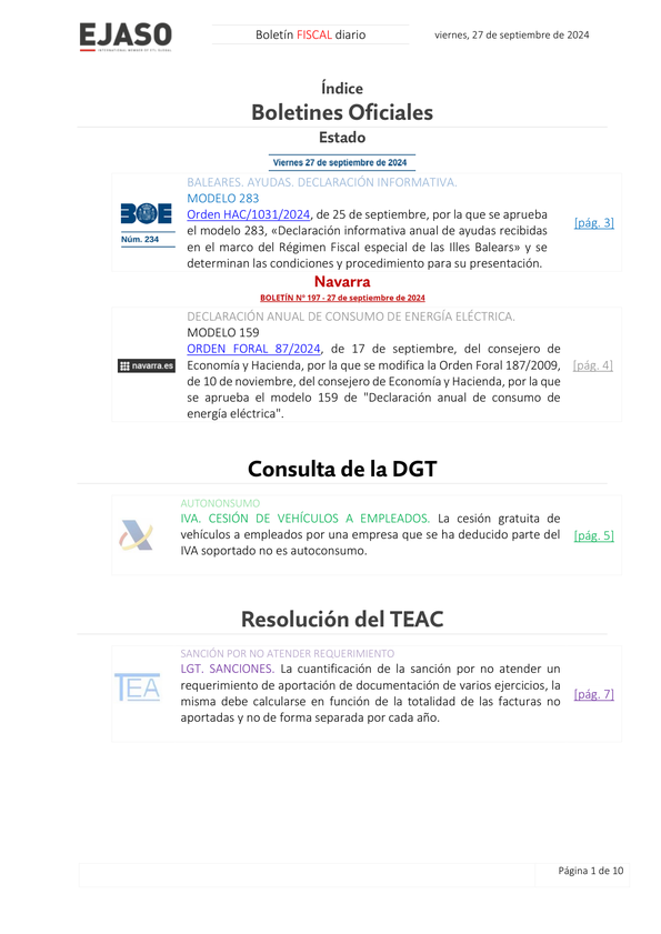 Boletín fiscal 27/09/2024