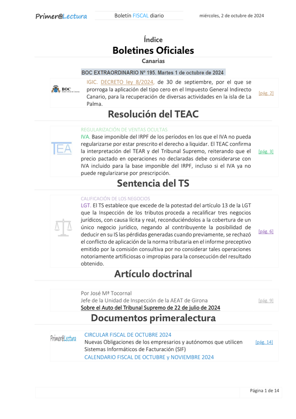 Boletín fiscal 02/10/2024