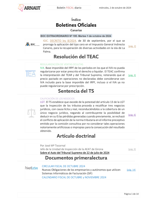 Boletín fiscal 02/10/2024