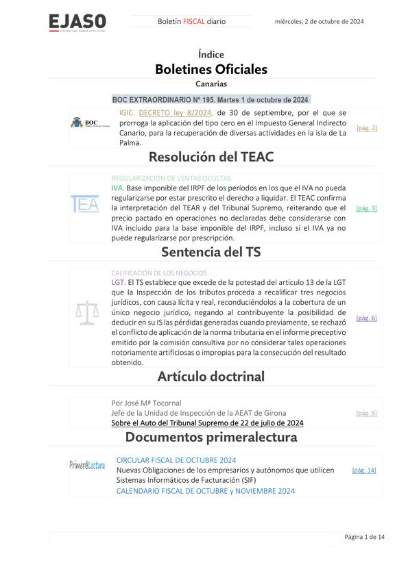 Boletín fiscal 02/10/2024