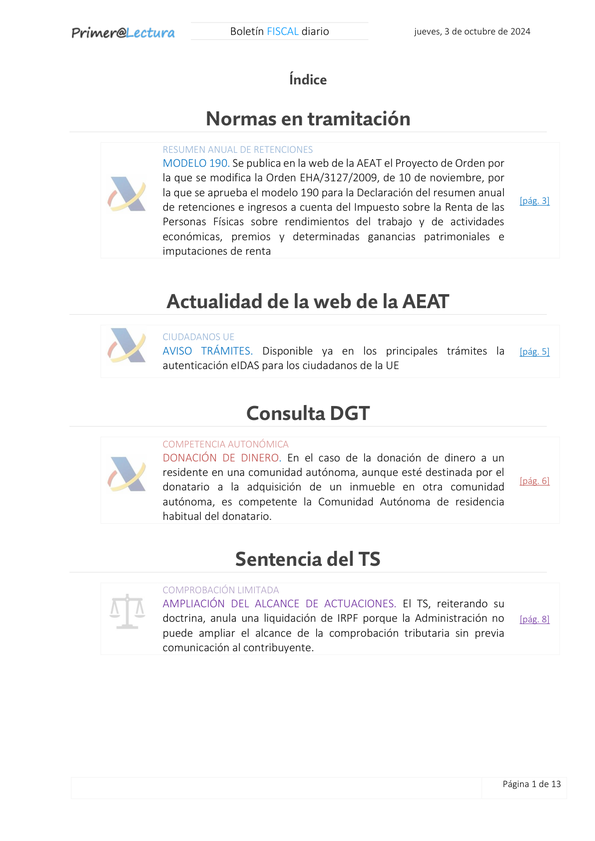 Boletín fiscal 03/10/2024