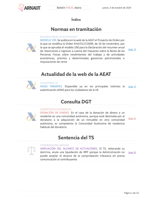 Boletín fiscal 03/10/2024