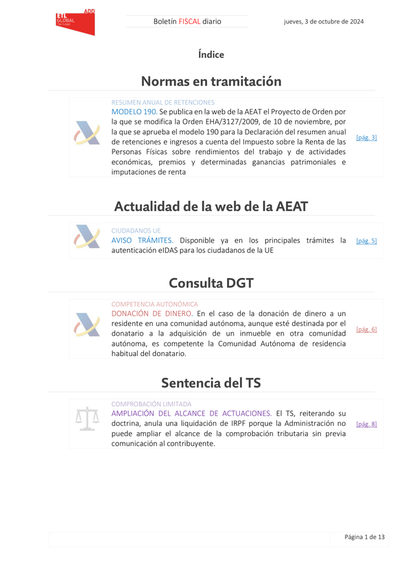 Boletín fiscal 03/10/2024