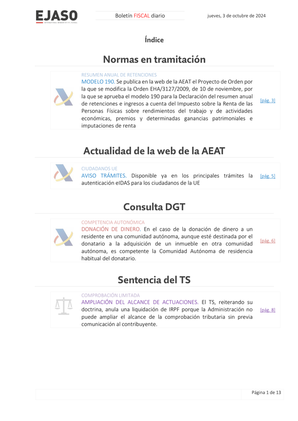 Boletín fiscal 03/10/2024