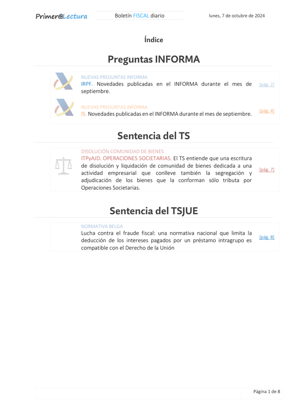 Boletín fiscal 07/10/2024