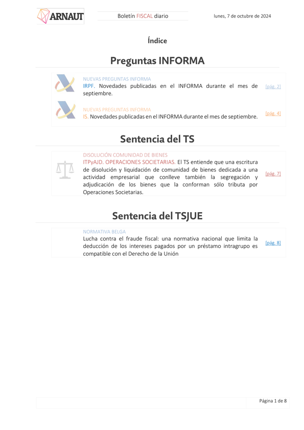 Boletín fiscal 07/10/2024