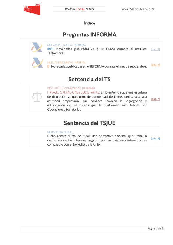 Boletín fiscal 07/10/2024