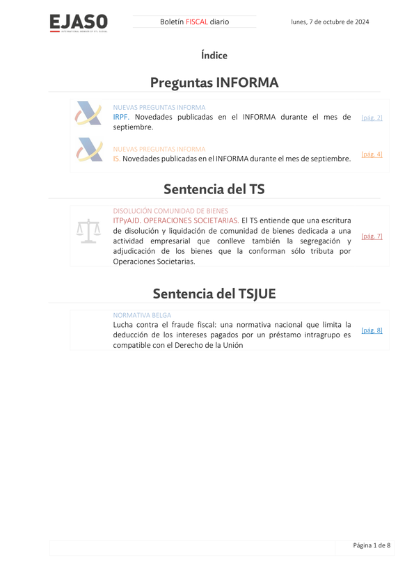 Boletín fiscal 07/10/2024