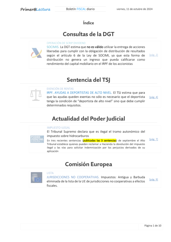 Boletín fiscal 11/10/2024