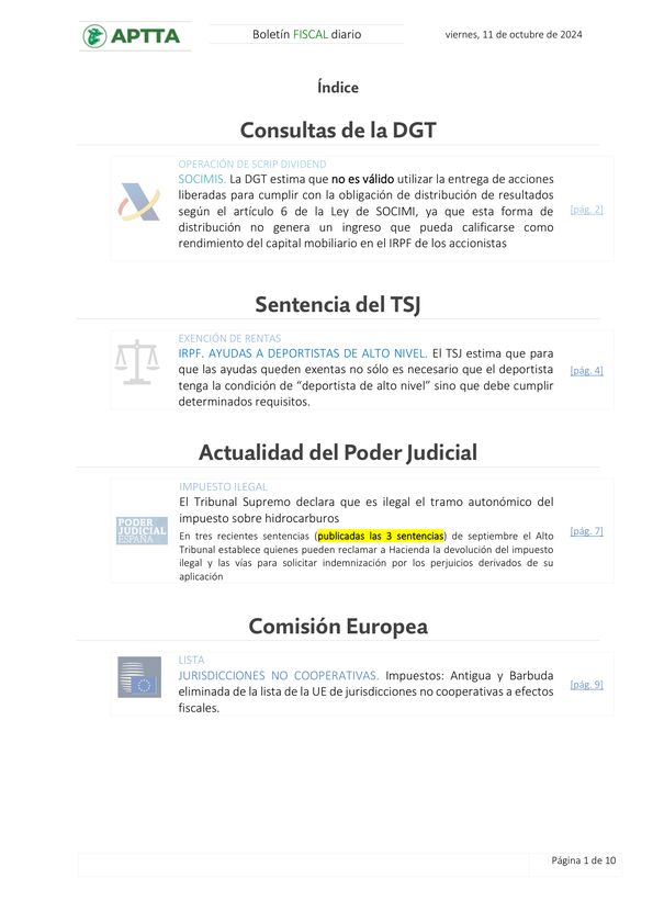 Boletín fiscal 11/10/2024