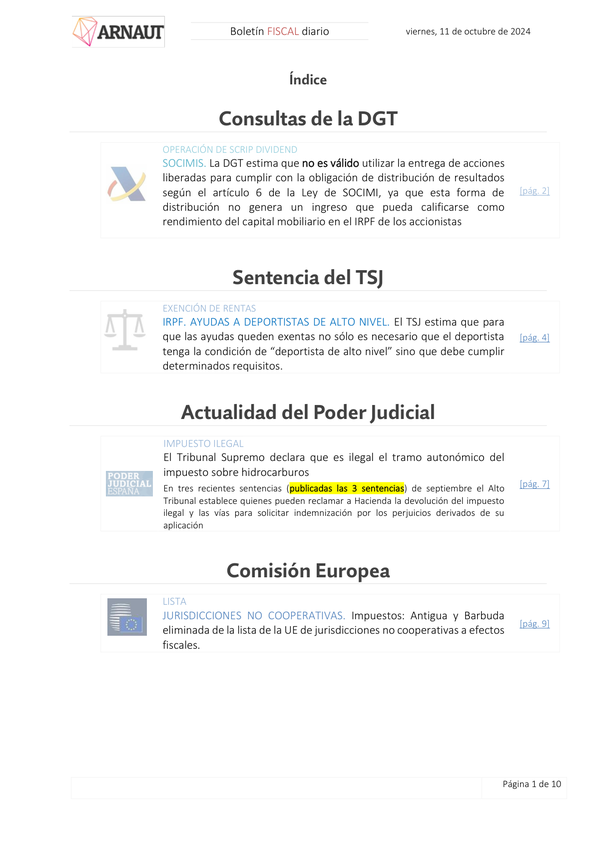 Boletín fiscal 11/10/2024