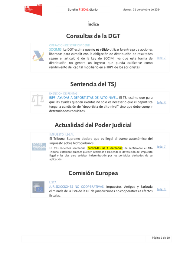 Boletín fiscal 11/10/2024
