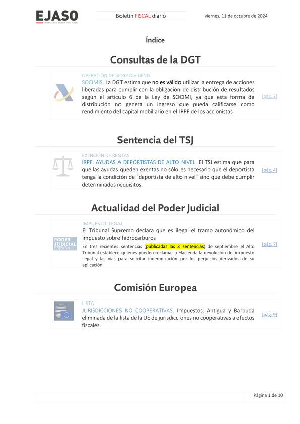 Boletín fiscal 11/10/2024