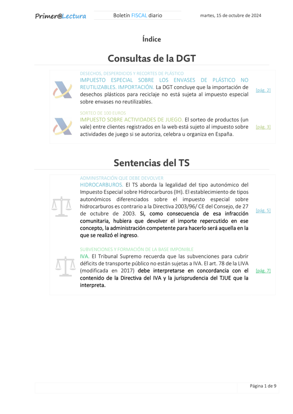 Boletín fiscal 15/10/2024
