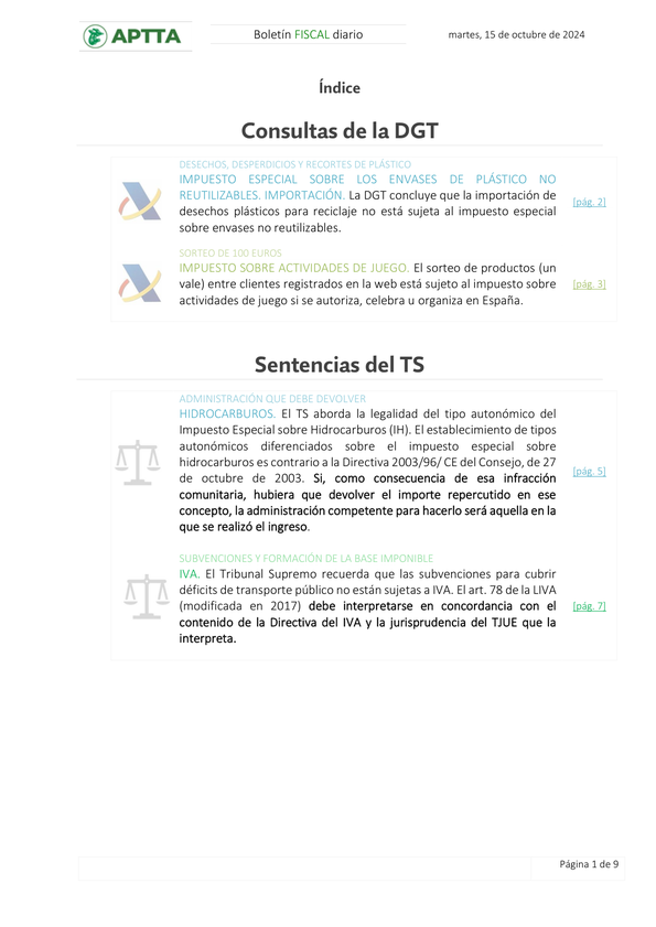 Boletín fiscal 15/10/2024