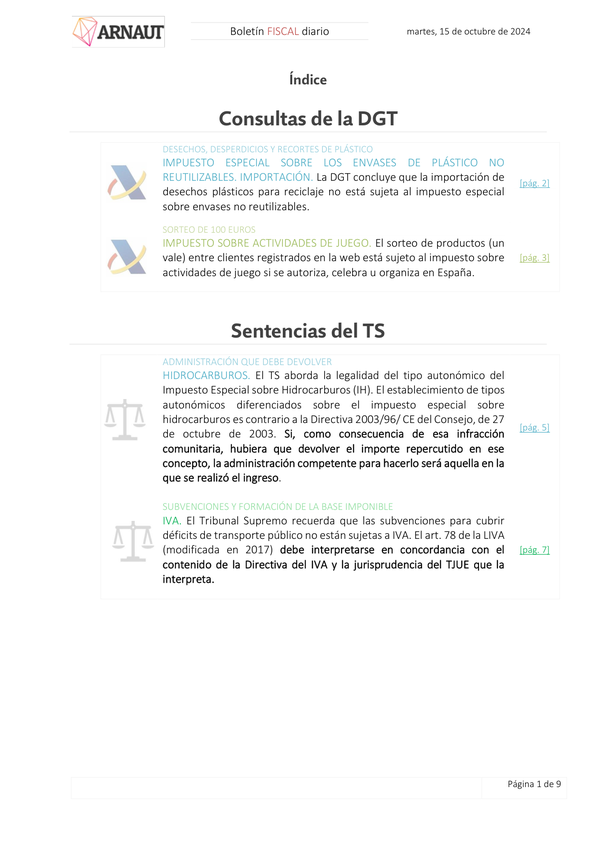 Boletín fiscal 15/10/2024