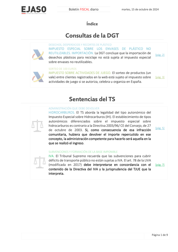 Boletín fiscal 15/10/2024